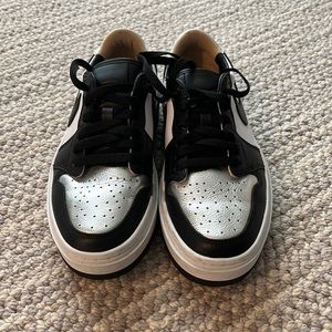 Air Jordan 1 Elevate Low Sneaker in Metallic Silver, Black, White, & White Onyx